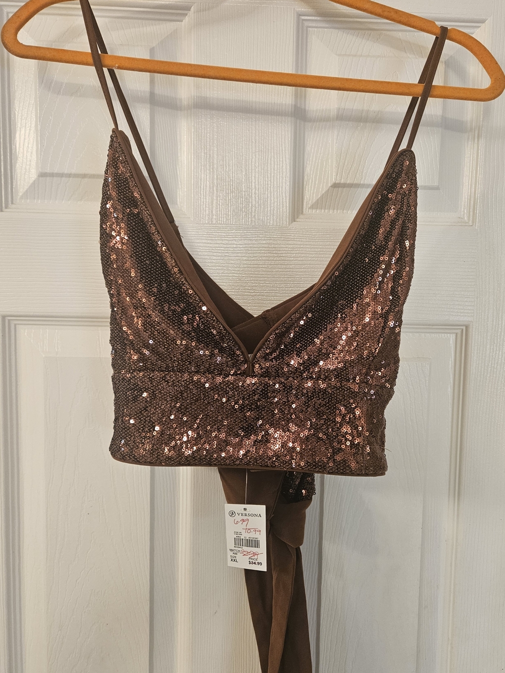 Versona Brown Sequin Crop Top